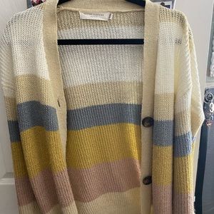 Striped Buttoned Cardigan